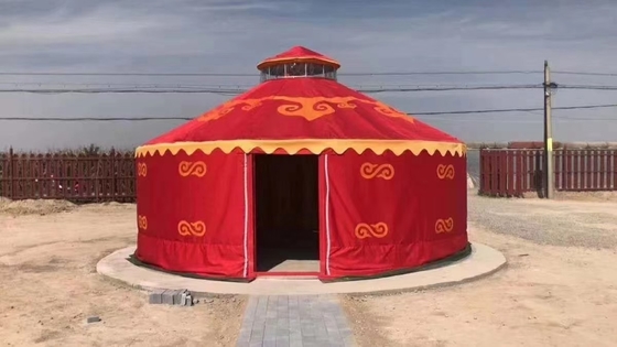 Instalación fácil y rápida Yurtas mongolas de 6M de diámetro con decoración de bambú en ventanas de claraboyas